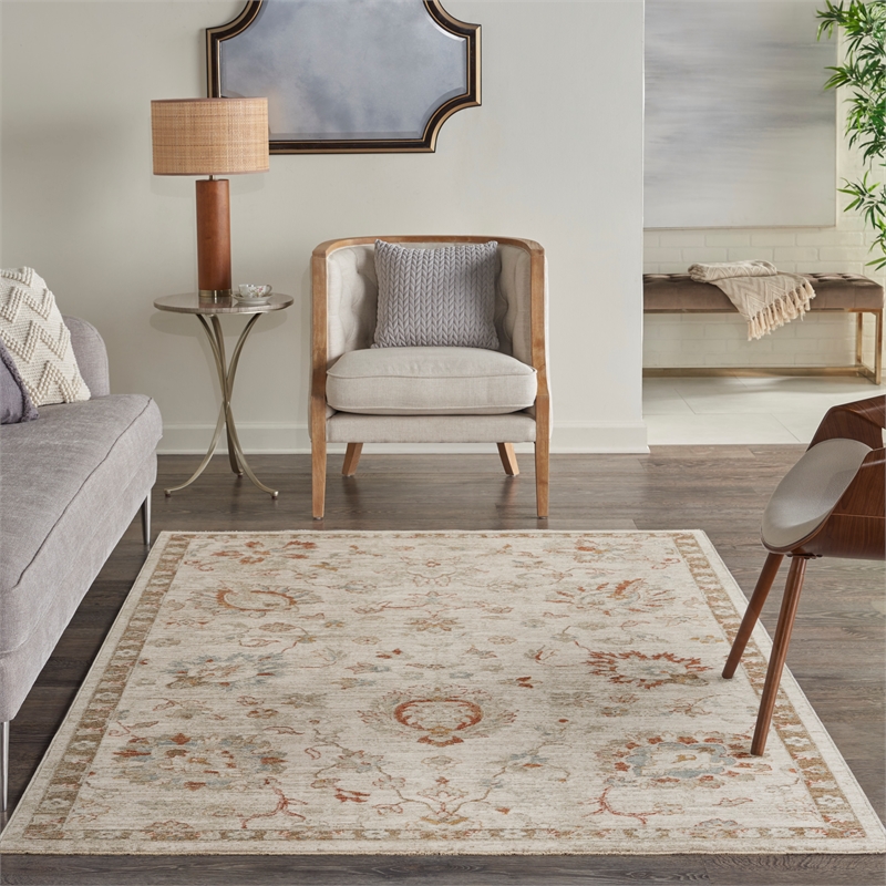 nourison asher 5' x 8' ivory fabric area rug