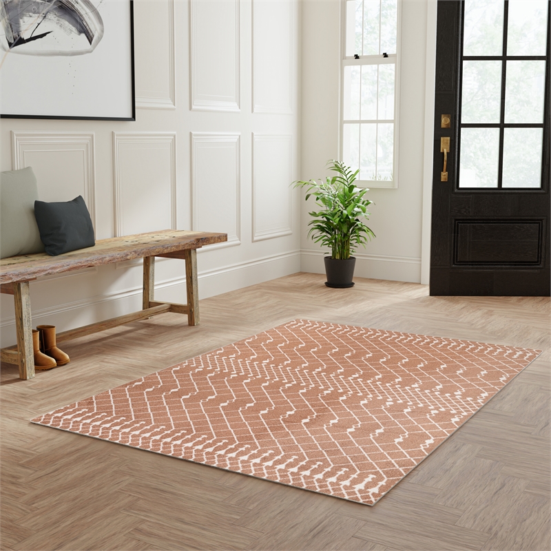 Nourison Astra Machine Washable 5' x 7' Copper Fabric Area Rug