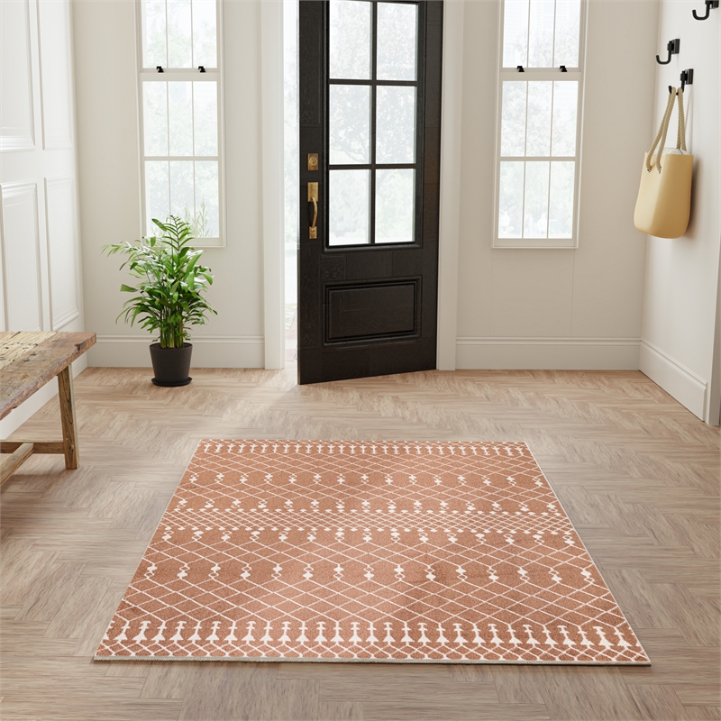 Nourison Astra Machine Washable 5' x 7' Copper Fabric Area Rug