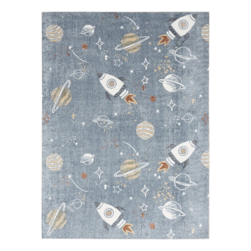 Nourison Astra Machine Washable 5' x 7' Blue Multi-Color Fabric Area Rug