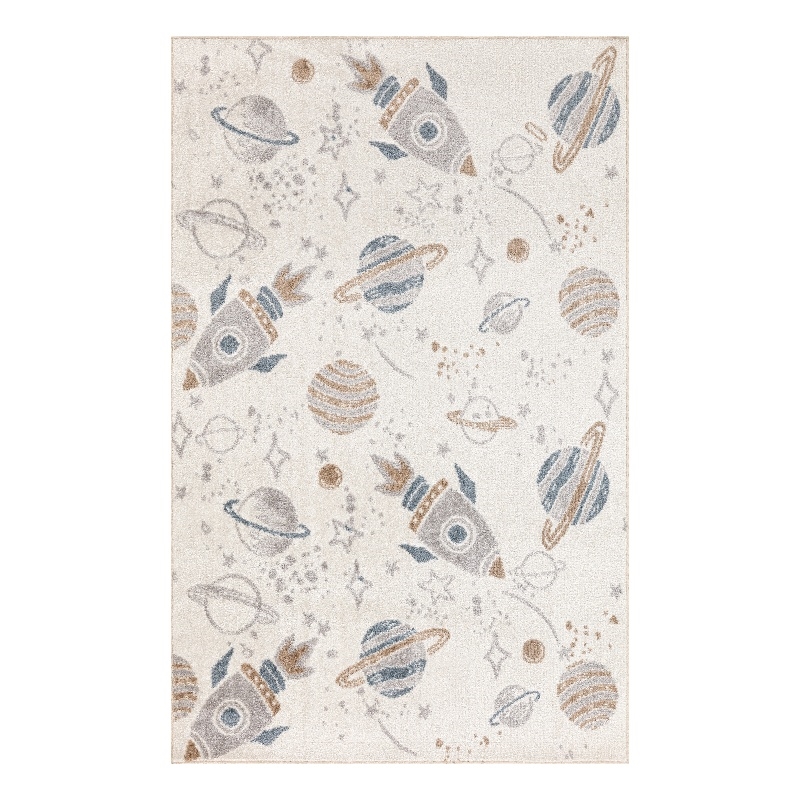 Nourison Astra Machine Washable 3' x 5' Ivory Multi-Color Fabric Area Rug