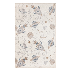 Nourison Astra Machine Washable 3' x 5' Ivory Multi-Color Fabric Area Rug