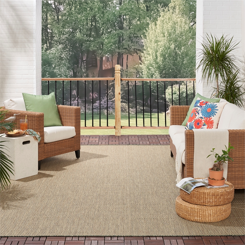 Nourison Courtyard 9' x 12' Green Fabric Area Rug