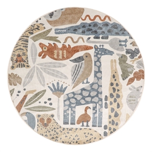Nourison Astra Machine Washable 4' x Round Ivory Fabric Area Rug