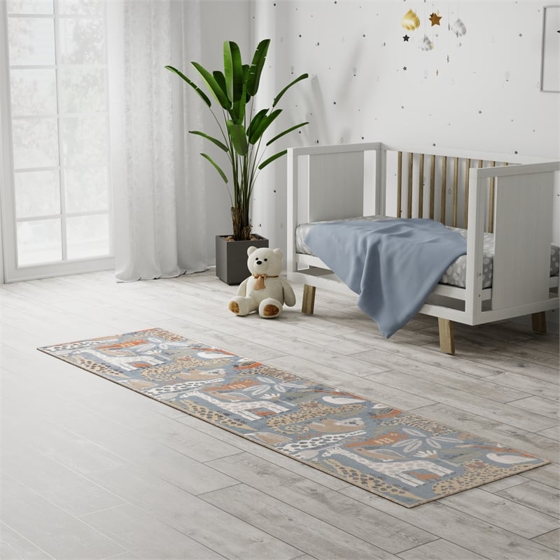 Nourison Astra Machine Washable 6' Runner Multi-Color Fabric Area Rug