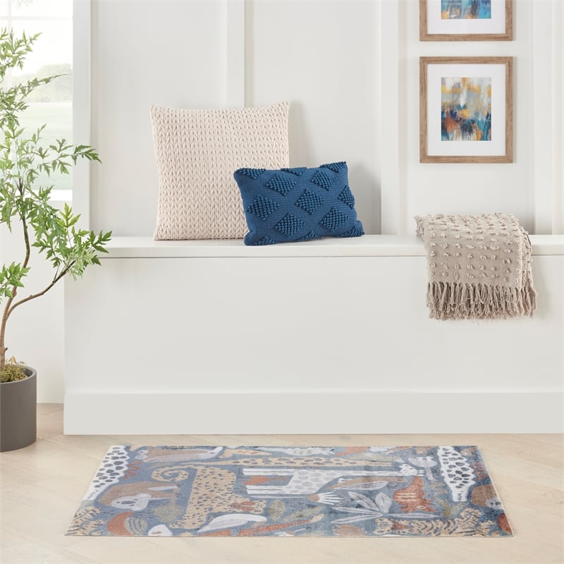 Nourison Astra Machine Washable 2' x 4' Multi-Color Fabric Area Rug