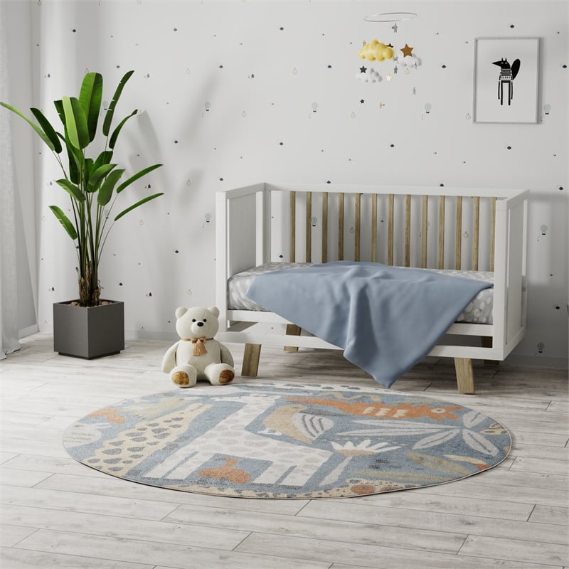 Nourison Astra Machine Washable 4' x Round Multi-Color Fabric Area Rug