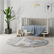 Nourison Astra Machine Washable 4' x Round Multi-Color Fabric Area Rug