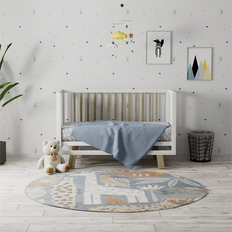 Nourison Astra Machine Washable 4' x Round Multi-Color Fabric Area Rug