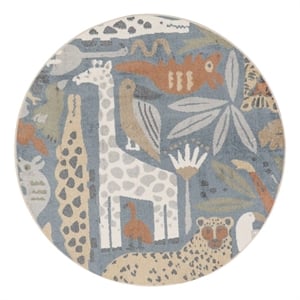 Nourison Astra Machine Washable 4' x Round Multi-Color Fabric Area Rug