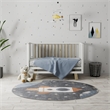 Nourison Astra Machine Washable 4' x Round Sky Blue Fabric Area Rug