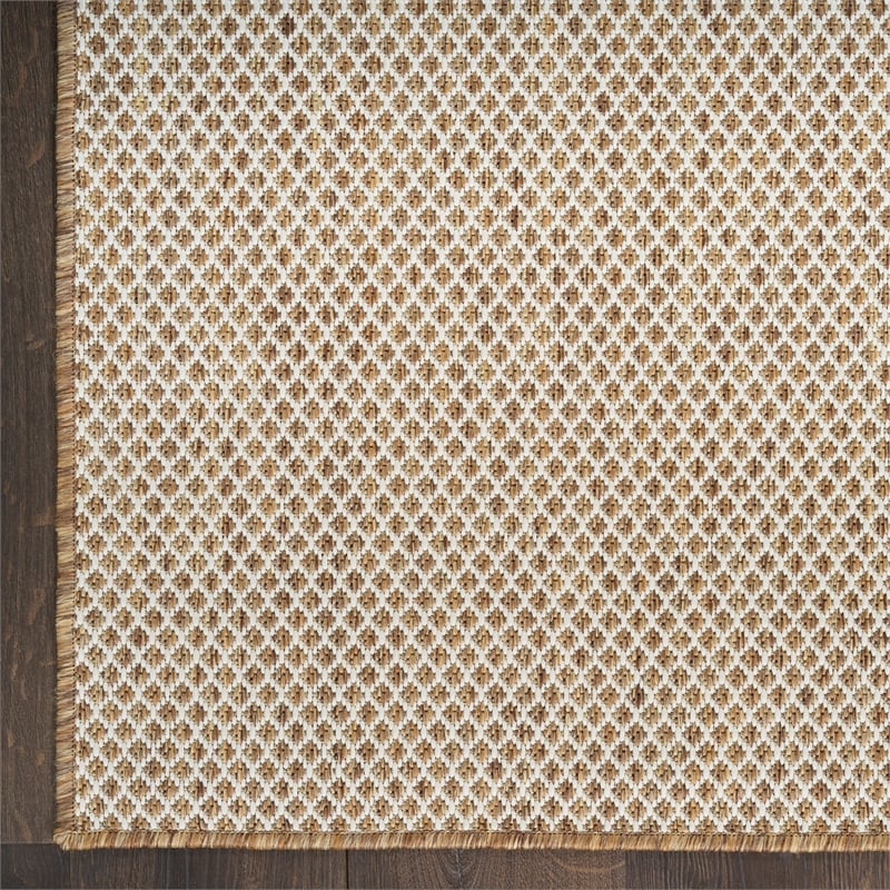 Nourison Courtyard 6' Runner Jute Ivory Fabric Area Rug