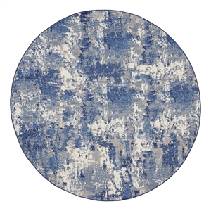 Nourison Grafix 8' x Round Navy Blue Fabric Area Rug