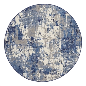 Nourison Grafix 5' x Round Navy Blue Fabric Area Rug