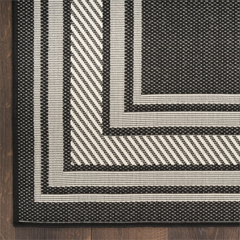 Nourison Horizon 6' Runner Black Fabric Area Rug