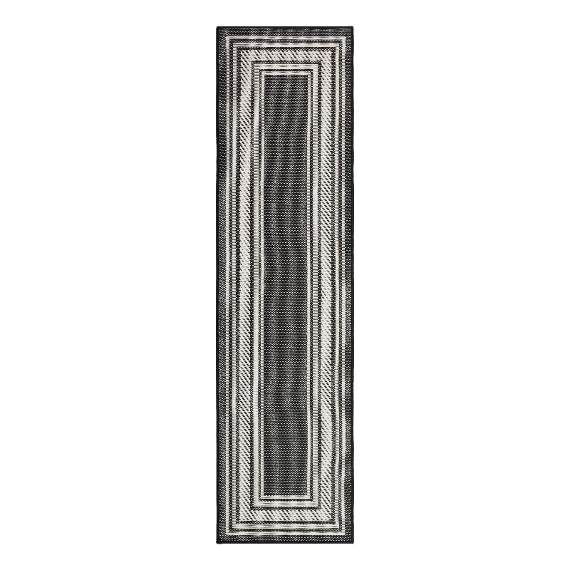 Nourison Horizon 6' Runner Black Fabric Area Rug