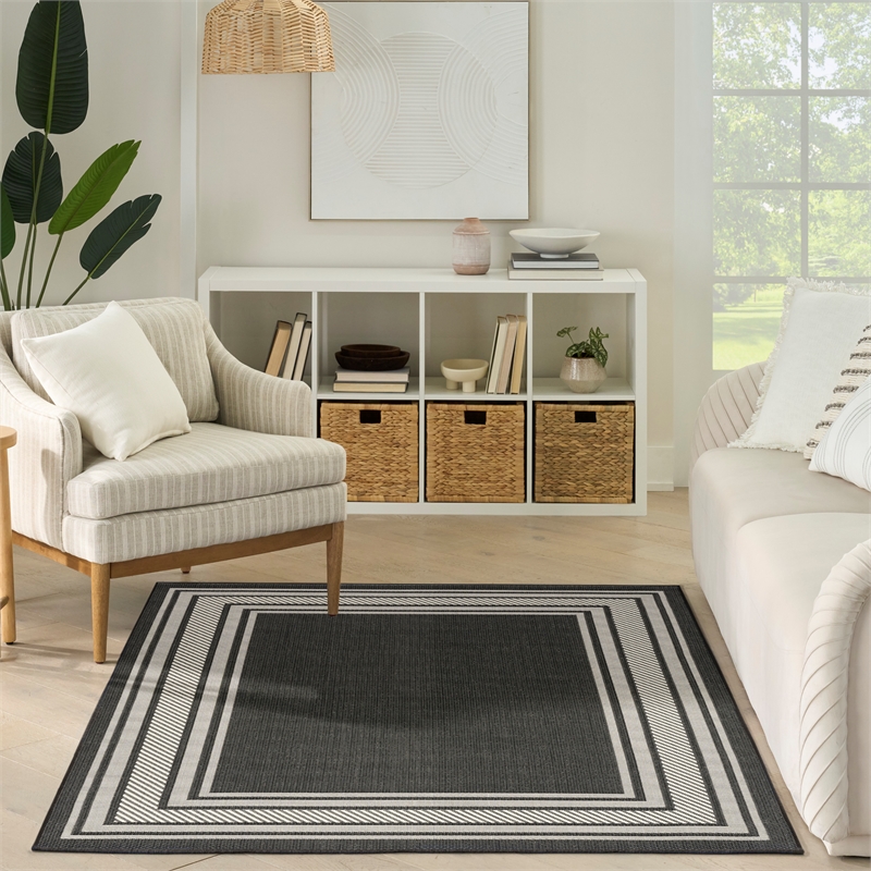 Nourison Horizon 5' x 7' Black Fabric Area Rug