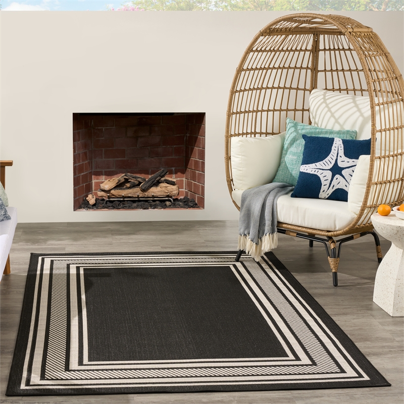 Nourison Horizon 5' x 7' Black Fabric Area Rug