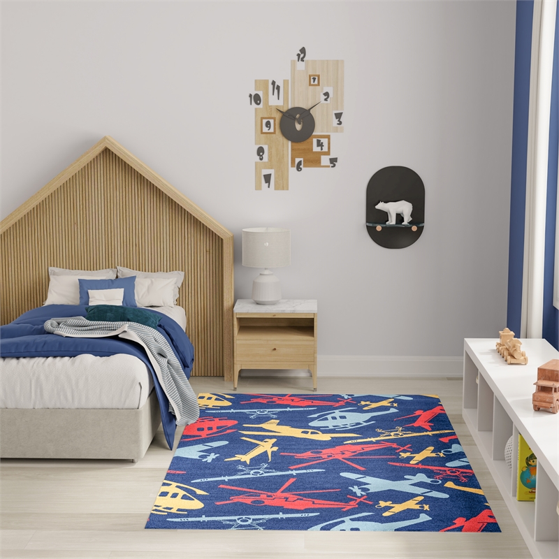 Nourison Imagination 5' x 7' Navy Multi-Color Fabric Area Rug