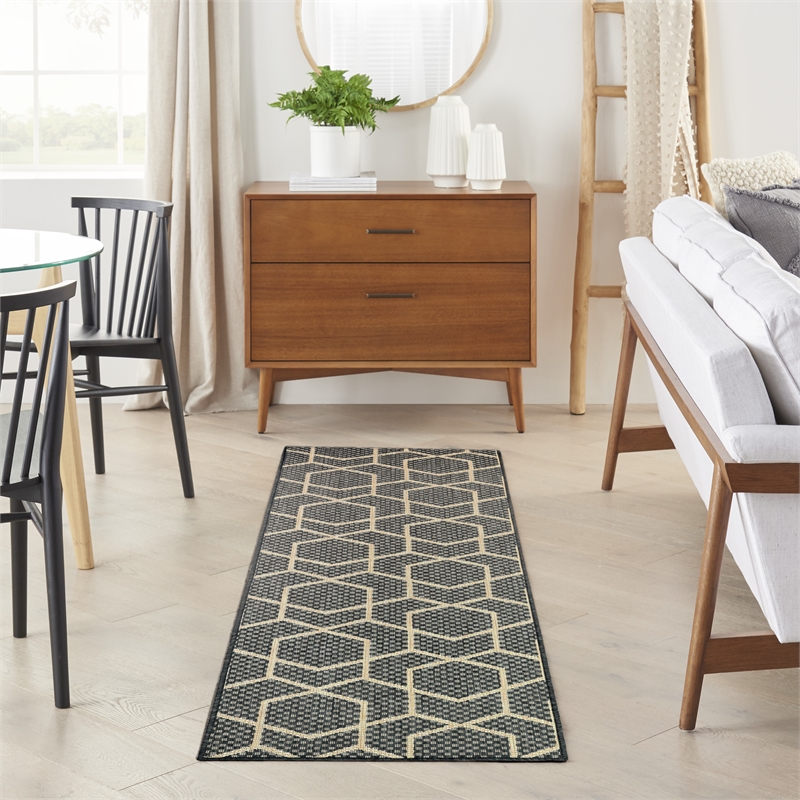 Nourison Horizon 8' Runner Charcoal Fabric Area Rug
