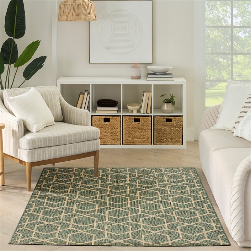 Nourison Horizon 5' x 7' Green Fabric Area Rug