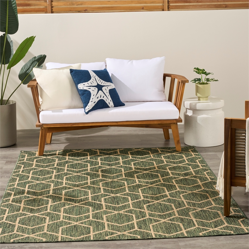 Nourison Horizon 5' x 7' Green Fabric Area Rug
