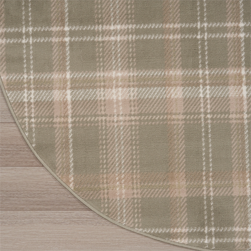 Nourison Grafix 4' x Round Olive Fabric Area Rug