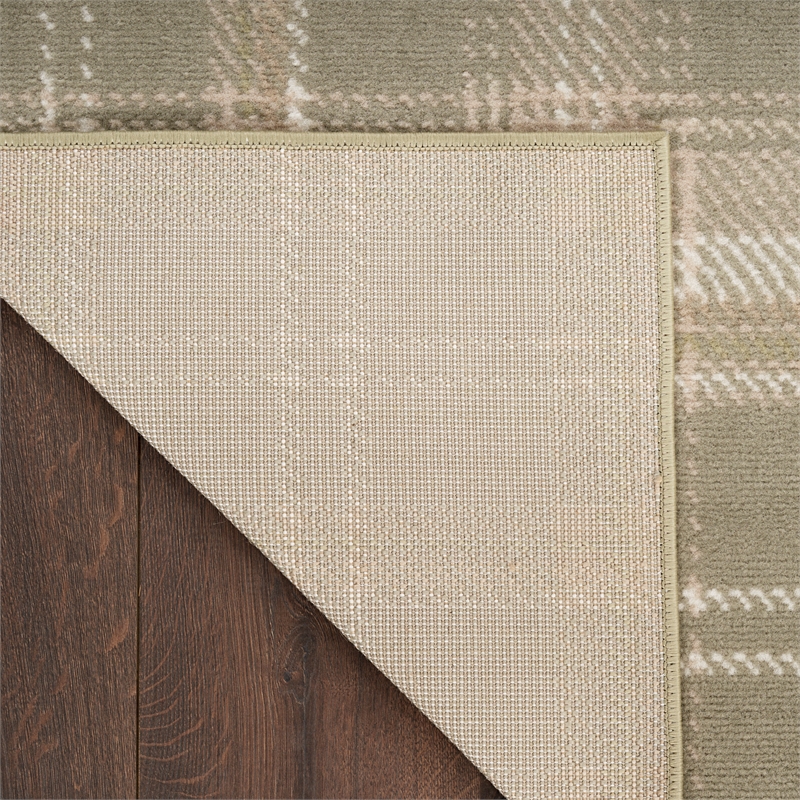 Nourison Grafix 6' Runner Olive Fabric Area Rug