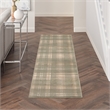 Nourison Grafix 6' Runner Olive Fabric Area Rug