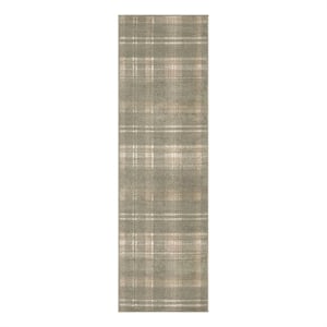 Nourison Grafix 6' Runner Olive Fabric Area Rug
