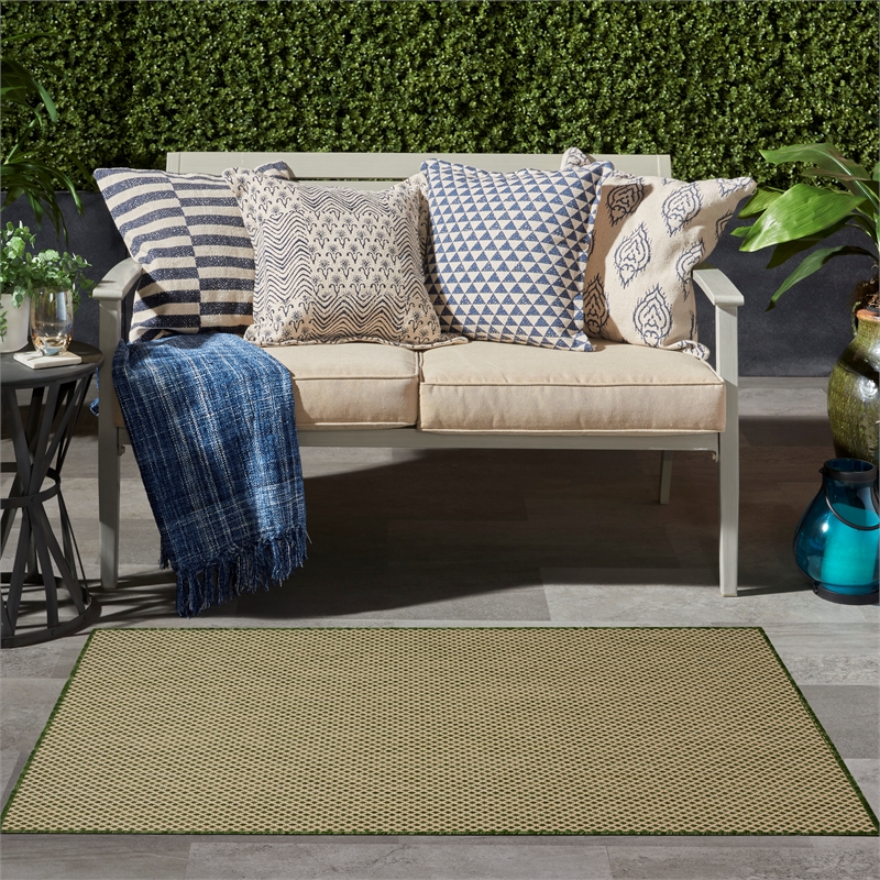 Nourison Courtyard 2' x 3' Green Fabric Area Rug