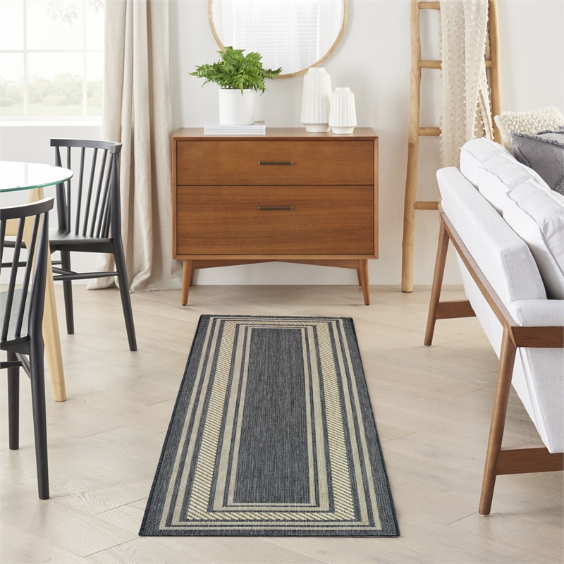Nourison Horizon 6' Runner Charcoal Fabric Area Rug
