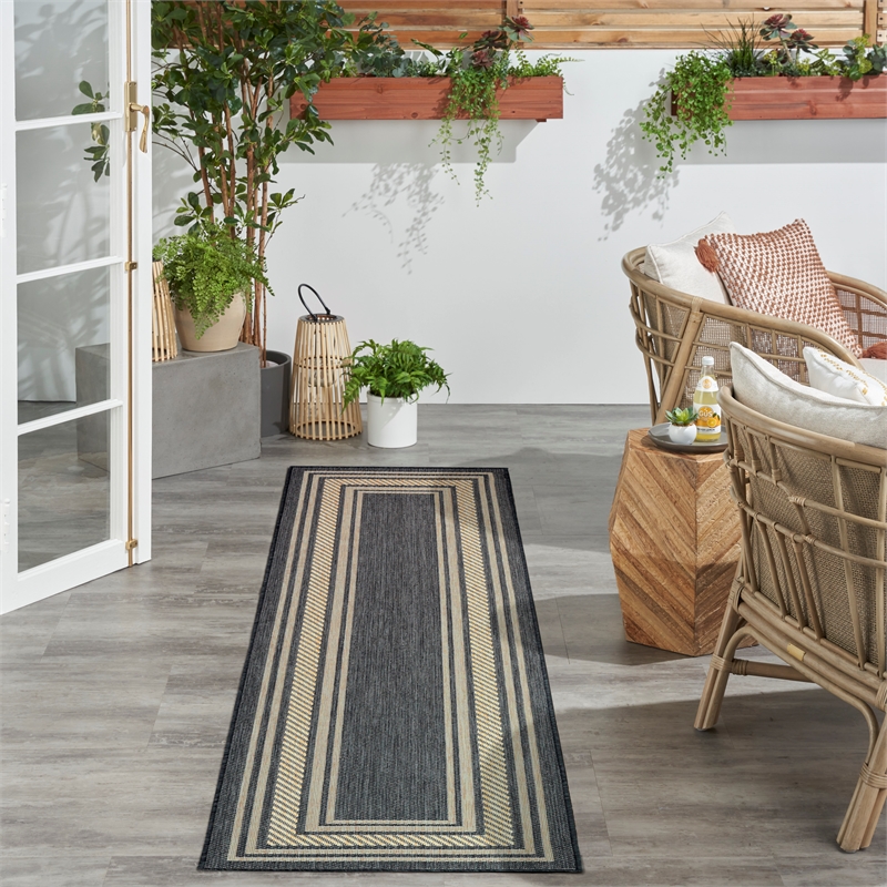 Nourison Horizon 6' Runner Charcoal Fabric Area Rug