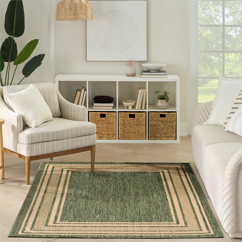 Nourison Horizon 4' x 6' Green Fabric Area Rug