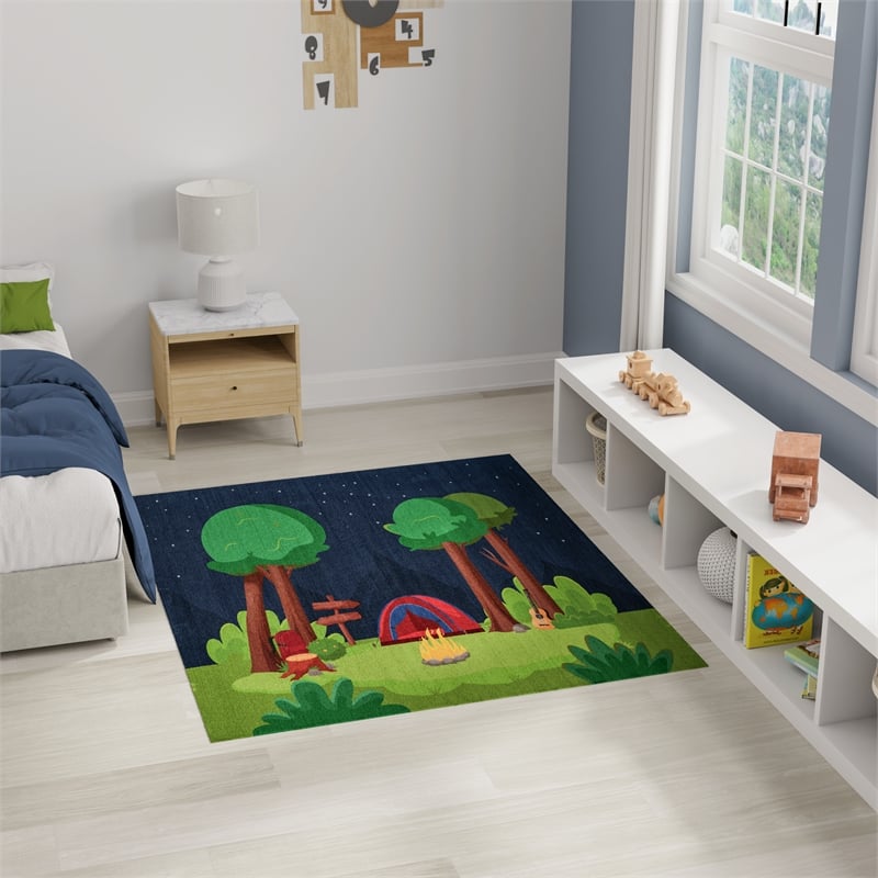 Nourison Imagination 5' x 7' Navy Multi-Color Fabric Area Rug