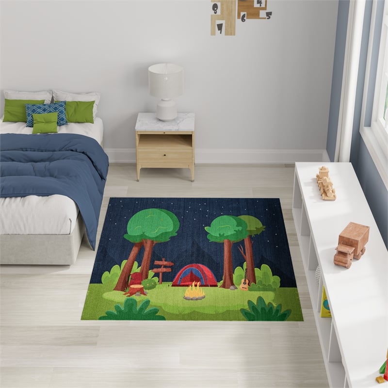 Nourison Imagination 5' x 7' Navy Multi-Color Fabric Area Rug