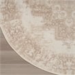 Nourison Grafix 8' x Round Ivory Beige Fabric Area Rug