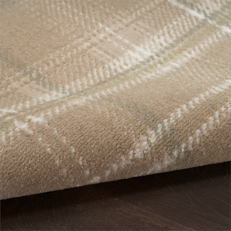Nourison Grafix 6' Runner Taupe Fabric Area Rug