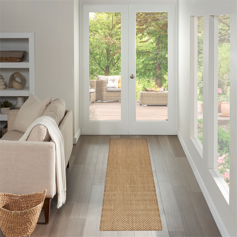 Nourison Courtyard 6' Runner Jute Fabric Area Rug