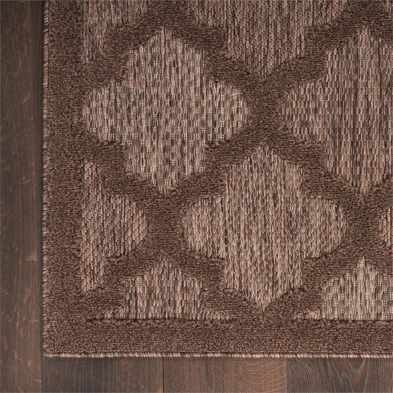 Nourison Easy Care 6' Runner Brown Fabric Area Rug