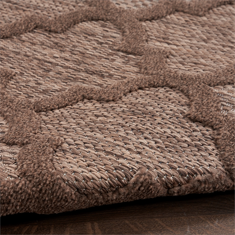Nourison Easy Care 6' Runner Brown Fabric Area Rug