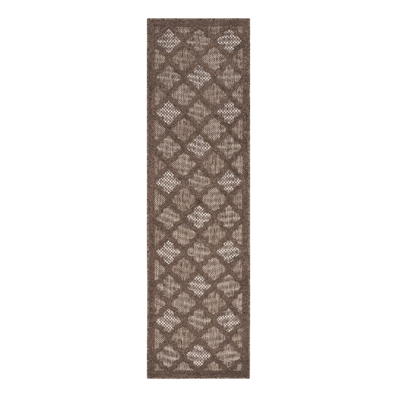 Nourison Easy Care 6' Runner Brown Fabric Area Rug