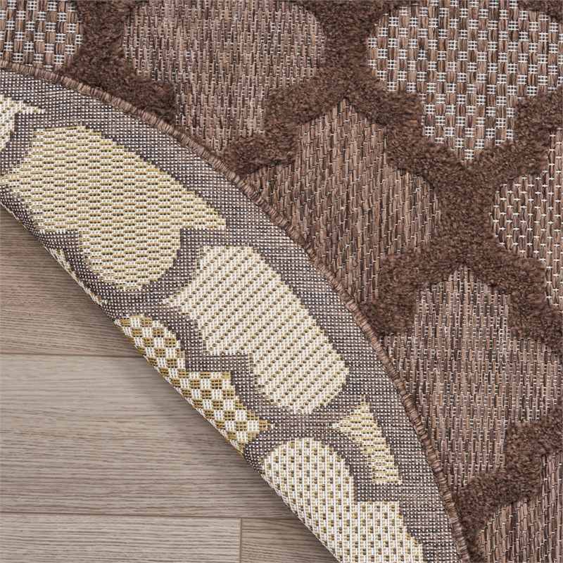 Nourison Easy Care 4' x Round Brown Fabric Area Rug