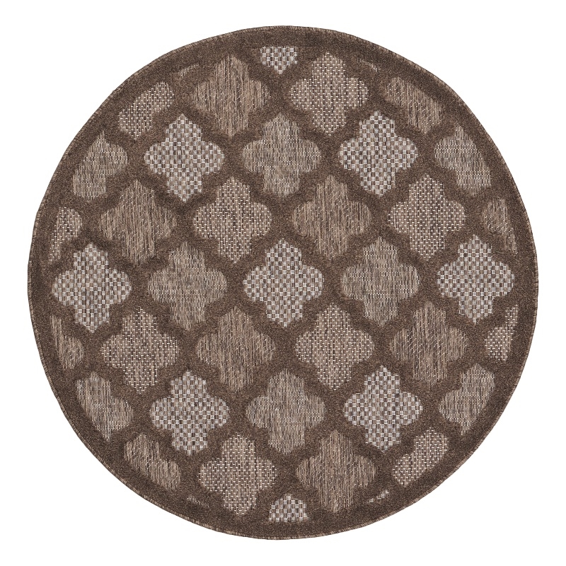 Nourison Easy Care 4' x Round Brown Fabric Area Rug