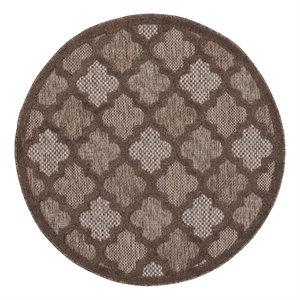 Nourison Easy Care 4' x Round Brown Fabric Area Rug