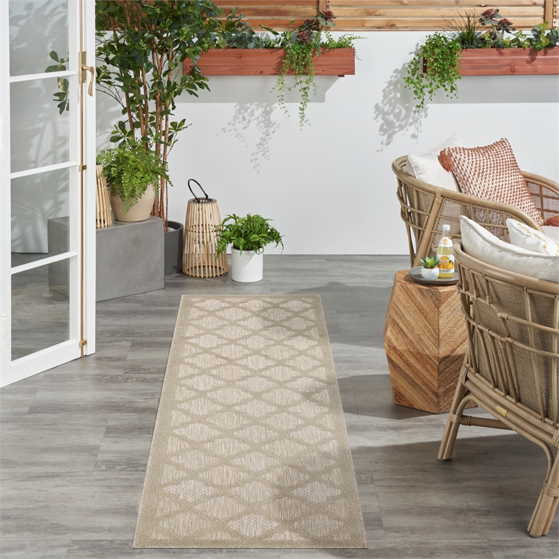 Nourison Easy Care 6' Runner Cream Fabric Area Rug