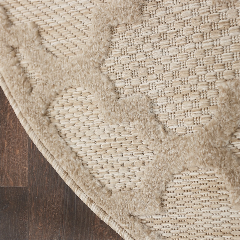 Nourison Easy Care 4' x Round Cream Fabric Area Rug