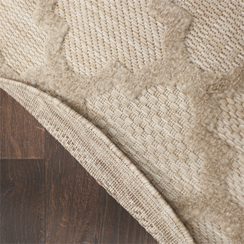 Nourison Easy Care 4' x Round Cream Fabric Area Rug