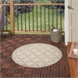 Nourison Easy Care 4' x Round Cream Fabric Area Rug