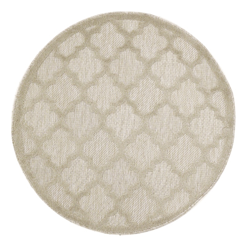 Nourison Easy Care 4' x Round Cream Fabric Area Rug